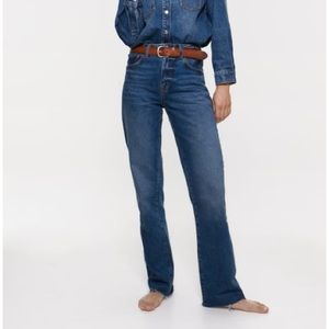 ZARA ZW Premium High Rise Straight Jeans (Arctic Sky)